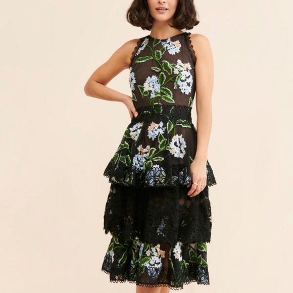 Bronx & Banco Bridget Ruffle Embroidered Dress